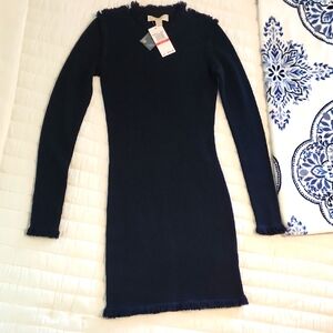 Michael Kors Navy Fringe Sweater Dress